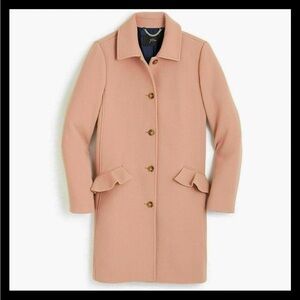 J. Crew Blush Ruffle Pocket Double Cloth Wool Topcoat 8T Tall